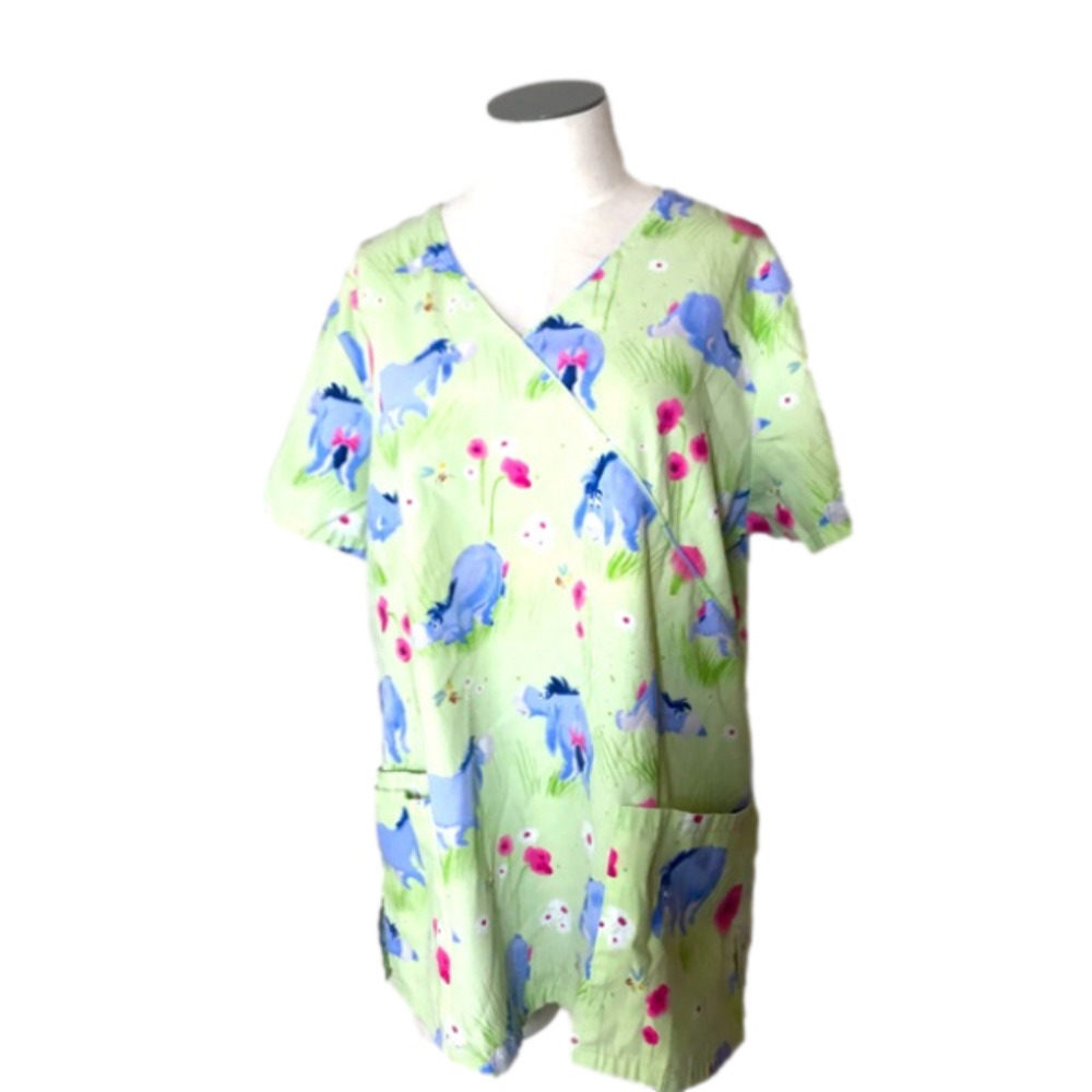 Disney Eeyore Green & Blue Scrub Top